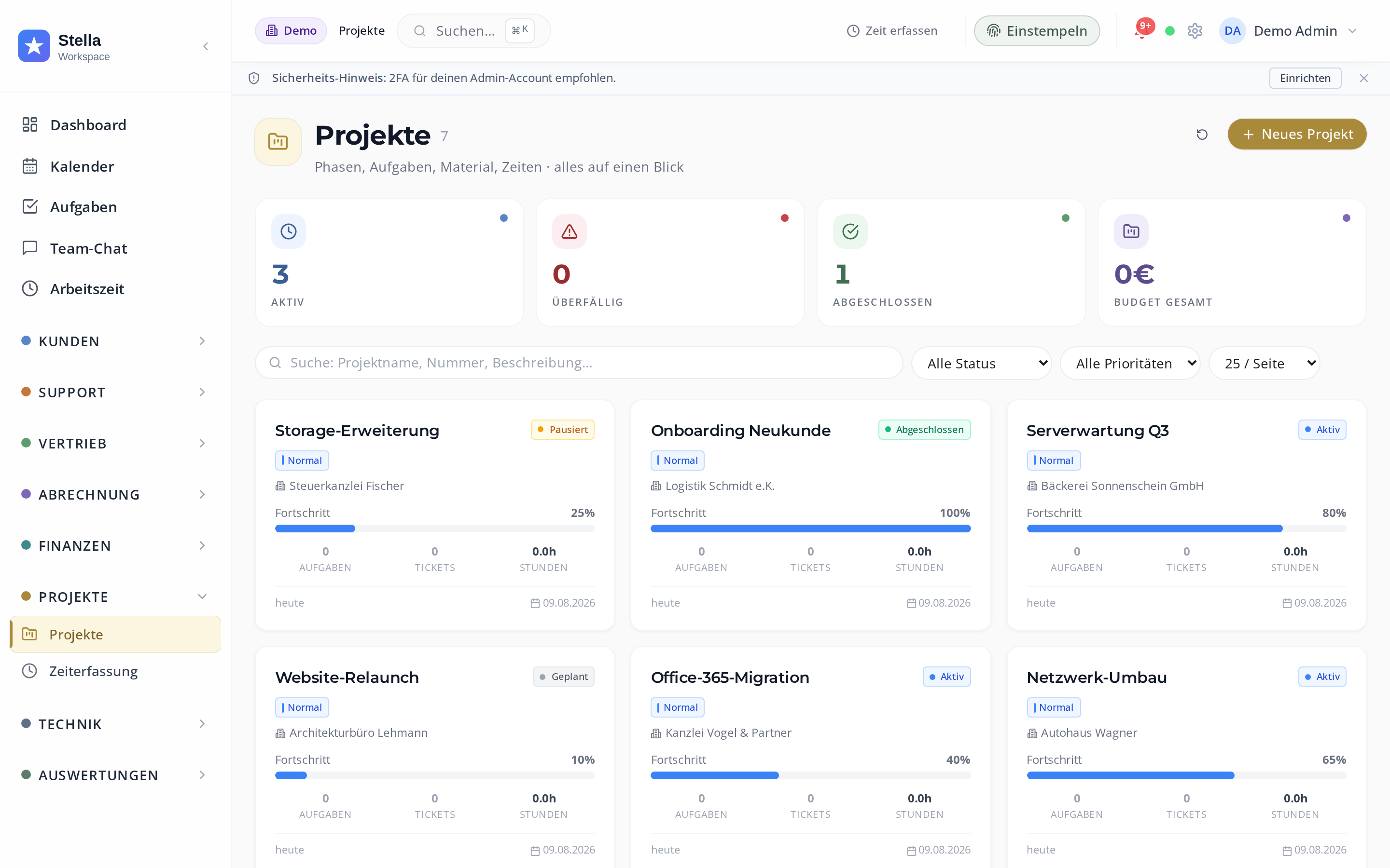 Stella Workspace — Projekte & Aufgaben