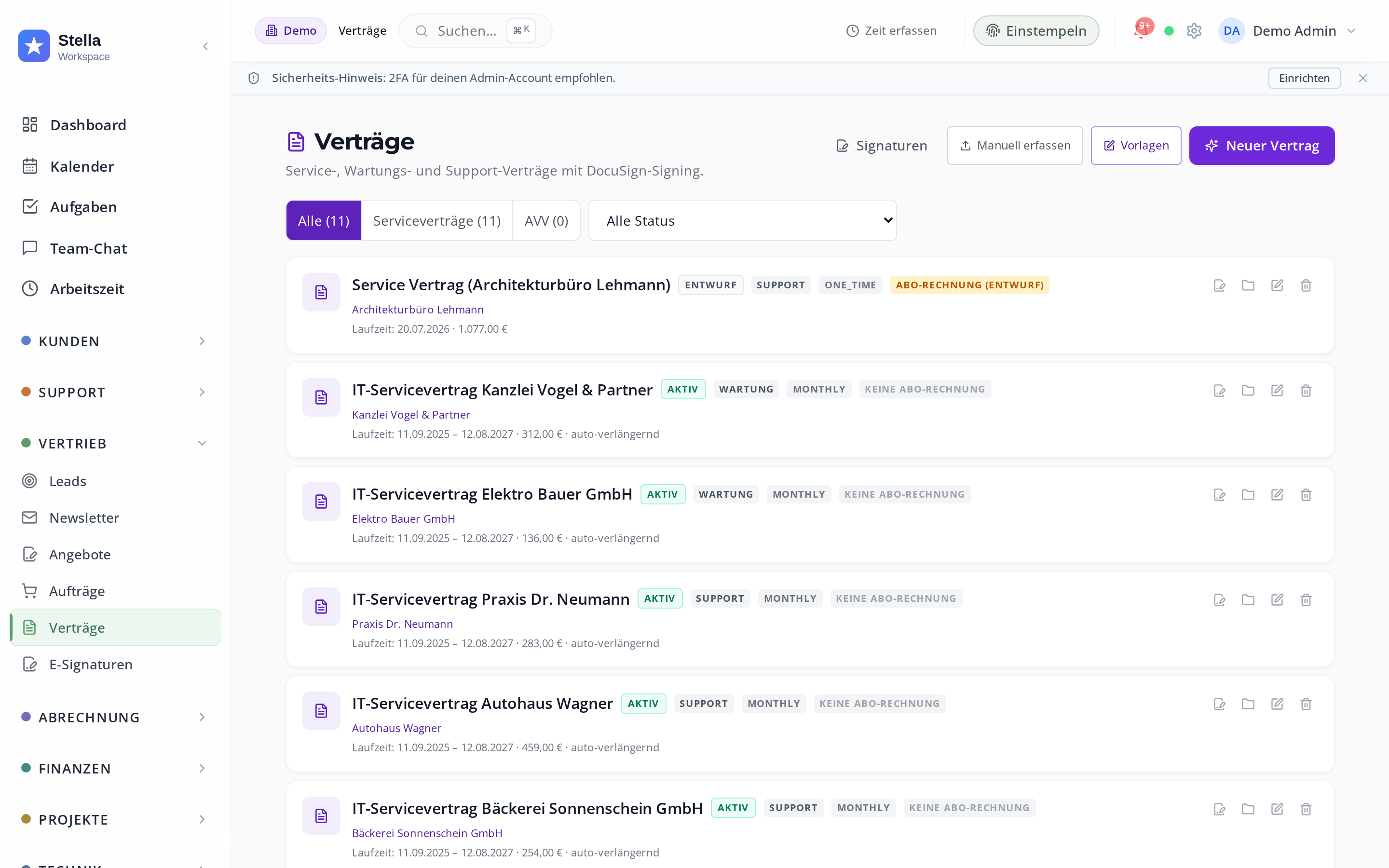 Stella Workspace — Verträge & Signatur